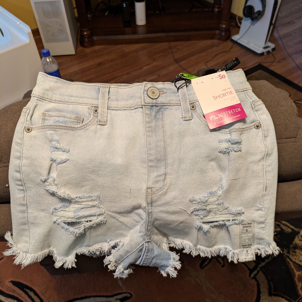 SO High Waist Blue Denim Shorts
